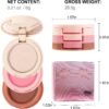 Erinde Mini Highlighter, Bronzer & Blush Powder Palette, Matte Shimmer Powder Makeup, Tiny Face Palette with Mirror All in One, Blendable, Travel Friendly, Cruelty Free, 3 Colours