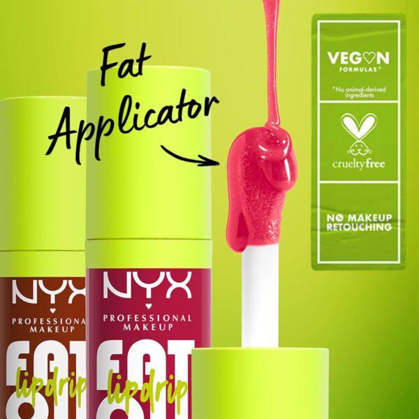 NYX Professional Makeup Lip Gloss, High Shine, Non-Sticky FInish, 12 Hours Hydrating, Fat Applicator, With Squalane, Raspberry and Cloudberry Oils, Fat Oil Lip Drip, Shade: Supermodel