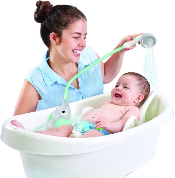 Yookidoo Baby Bath Shower Head - Elephant Water Pump with Trunk Spout Rinser - Control Water Flow from 2 Trunk Knobs in Tub or Sink for Infants and Newborn Babies (Turquiose)