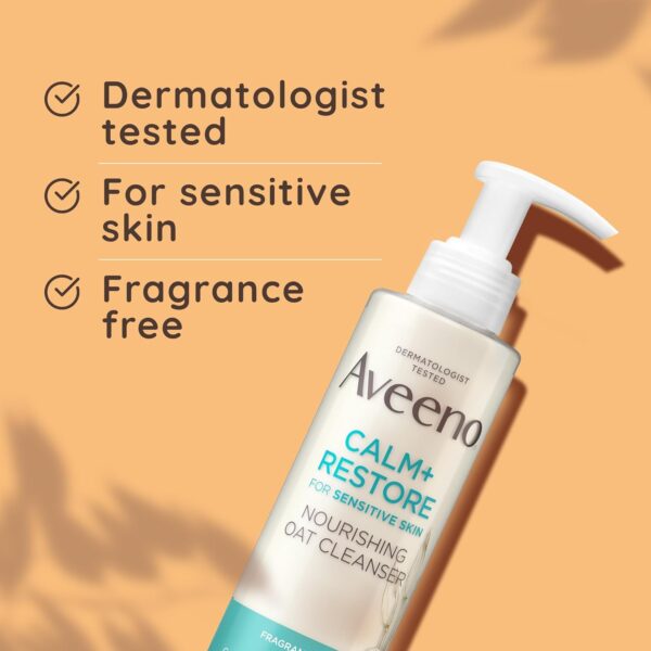 Aveeno Face Calm+Restore Nourishing Oat Cleanser (1x 200ml), Non-Foaming Face Care, Gentle Cleanser with Prebiotic Oat and Calming Feverfew, Helps Preserve Skin's Barrier