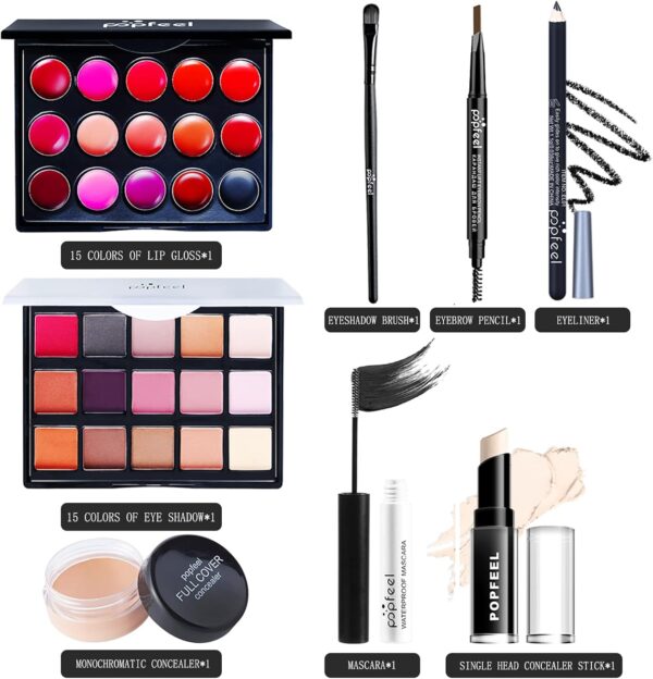 Professional makeup kit, Make up set teenagers girls, Cosmetic 9 to 12 with Lip gloss, eye shadow, mascara, eyeliner, etc. for Teenage & Adults(8pcs)