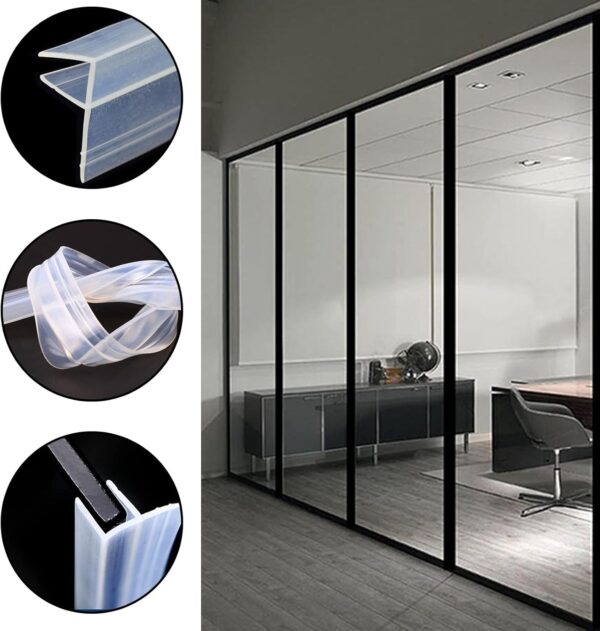 F Shape Bath Shower Screen Seal Strip Soft Rubber Shower Door Seal Strip 2 Metres Long Shower Seals Fits 6-10mm Glass for Curved and Vertical Screens or Doors (F-6MM)