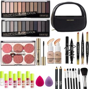 JWEX All in One Makeup Set with Storage Bag Portable Travel Makeup Kit for Teenager & Beginner, Includes Eyeshadow, Eyeliner, Mascara, etc