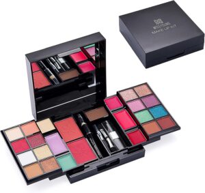 Holzsammlung Mini Professional Makeup Kit for Women Full Kit with Mirror 25 Colors All in One Make up Gift Set for Girls Included Eyeshadow, Concealer, Blusher, Lipstick, Eyeliner, Brush