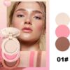 Erinde Mini Highlighter, Bronzer & Blush Powder Palette, Matte Shimmer Powder Makeup, Tiny Face Palette with Mirror All in One, Blendable, Travel Friendly, Cruelty Free, 3 Colours