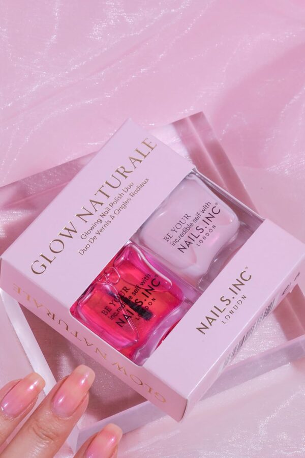 Nails.INC Glow Naturale Nail Polish Duo, Long Lasting Glow-Enhancing Nail Colors for an Easy Manicure Look, Cruelty Free, Vegan, 21 Free Formula, Includes Glowing My Way and Got Me Glowing