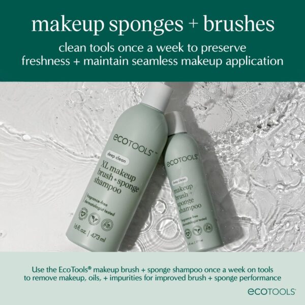 EcoTools Makeup Brush and Sponge Shampoo, Removes Makeup, Dirt, & Impurities From Makeup Brushes & Makeup Blending Sponges, Fragrance-Free, Vegan, & Cruelty-Free, 6 fl.oz./ 177 ml, 1 Count
