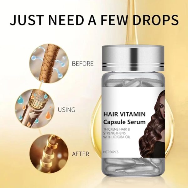 50PCS Capsules for Hair Care,Hair Vitamin Serum Capsule,Deep Conditioning Repair Improve Damaged Hair,Prevent Hair Loss and Enhance Shine, Hair Care Capsule for All Hair Types