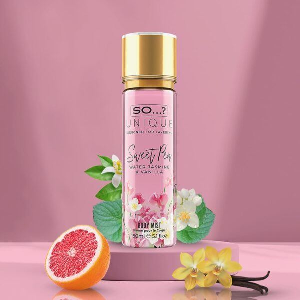 So…? Unique Womens Vegan Sweet Pea Body Mist Fragrance Spray 150ml