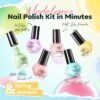 Modelones Nail Polish Set 6 Colors Spring Pastel Nail Polish Quick Dry Nail Varnish Nude Pink Purple Jelly Nail Polish Manicure DIY Nail Art Salon Home For Women