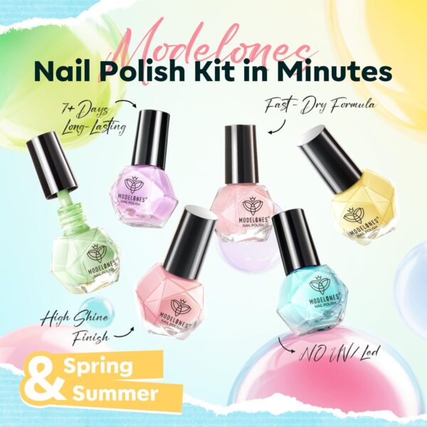 Modelones Nail Polish Set 6 Colors Spring Pastel Nail Polish Quick Dry Nail Varnish Nude Pink Purple Jelly Nail Polish Manicure DIY Nail Art Salon Home For Women