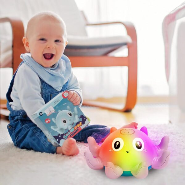 Jovicos Light Up Bath Toys, Octopus Sensory Baby Bath Toys, Automatic Induction Spray Water Toys, Bath time shower toys Gifts for Baby Girls Boys （PINK）