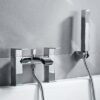 Luckyhome Bath Taps with Shower,Waterfall Bathroom Bathtub Mixer tap Chrome Brass Dual Lever Tap with Handheld Shower Head