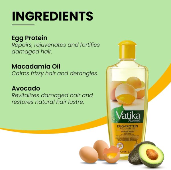 Vatika Naturals Egg Protein Multivitamin Hair Oil - 200 g | Conditions, Repairs, Strengthens | Deep Conditioning With Goodness of Natural Egg