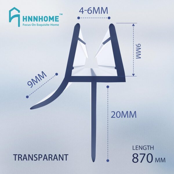 HNNHOME® Rubber Plastic Bath Shower Screen Seal Strip For 8-10mm Glass Door Straight up to 20mm Gap