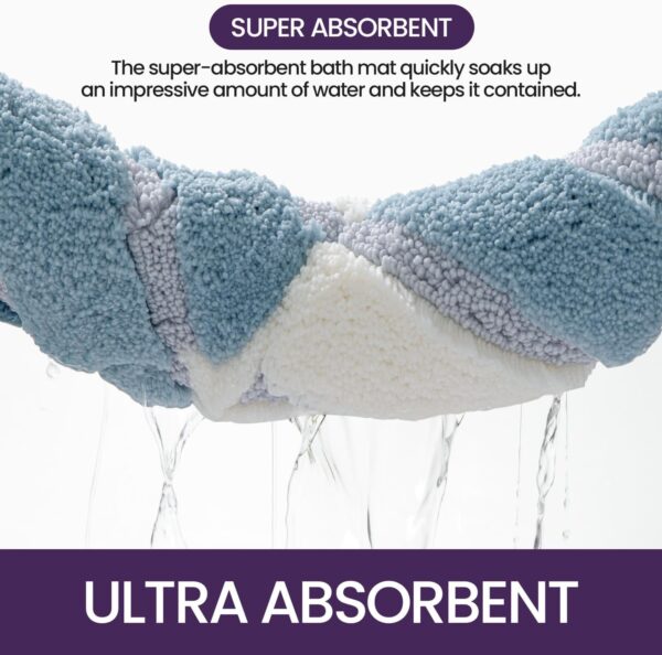 DEXI Bath Mat 50 x 80 cm, Extra Soft Absorbent Microfiber, Non-Slip Washable Rugs for Shower Floor, Bathmat Bathroom Accessories Decor, Blue