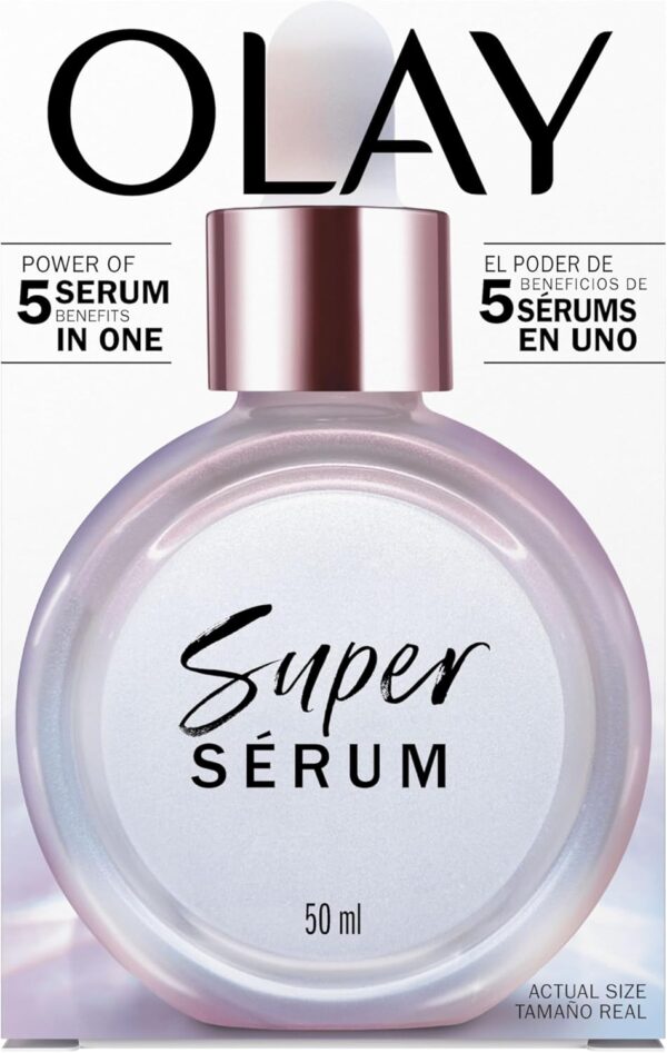 71O8jZCjaxL._AC_SL1500_.jpg Olay Super Serum 5-in-1 Benefits, Hydrating Face Serum 50 ml, With Vitamin C, Niacinamide, Collagen Peptides & Vitamin E, Glowing, Firmer and Smoother Skin, Lightweight Formula