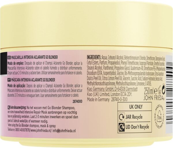 John Frieda Go Blonder Intensive Repair Mask for Blonde and Highlighted Hair 250 ml