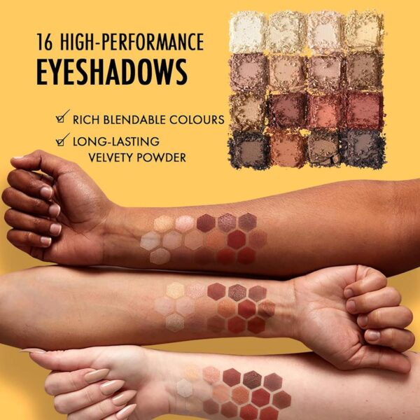 NYX Professional Makeup Ultimate Shadow Palette, 16 Vibrant True-To-Pan Eyeshadow Shades, Metallics, Shimmers, Colours and Nudes in Pressed Pigments, Vegan Formula, Warm Neutrals, 0.8 g