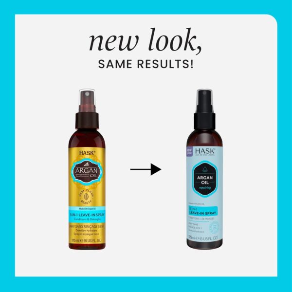 HASK Argan Oil 5-in-1 Leave In Conditioner Spray, repairing for all hair types, colour safe, gluten free, sulfate free, paraben free - 1 175ml Bottle