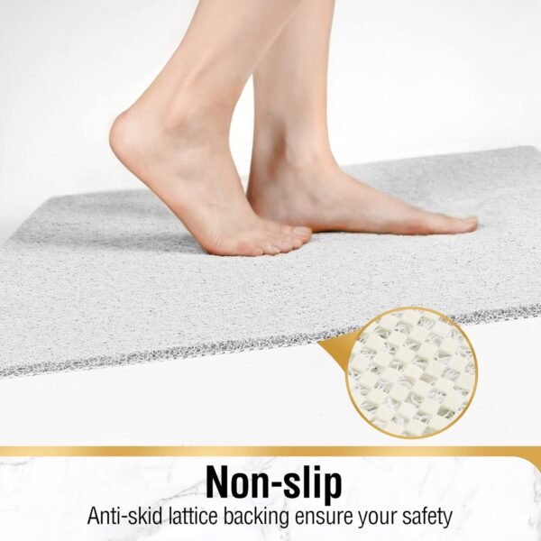 HITSLAM Shower mat Non Slip, 60 x 40 CM Non Slip Bath Mat with Drain, Soft PVC Loofah Shower Bath Mat for Tub, Quick Drying Shower Mat for Bathroom, White