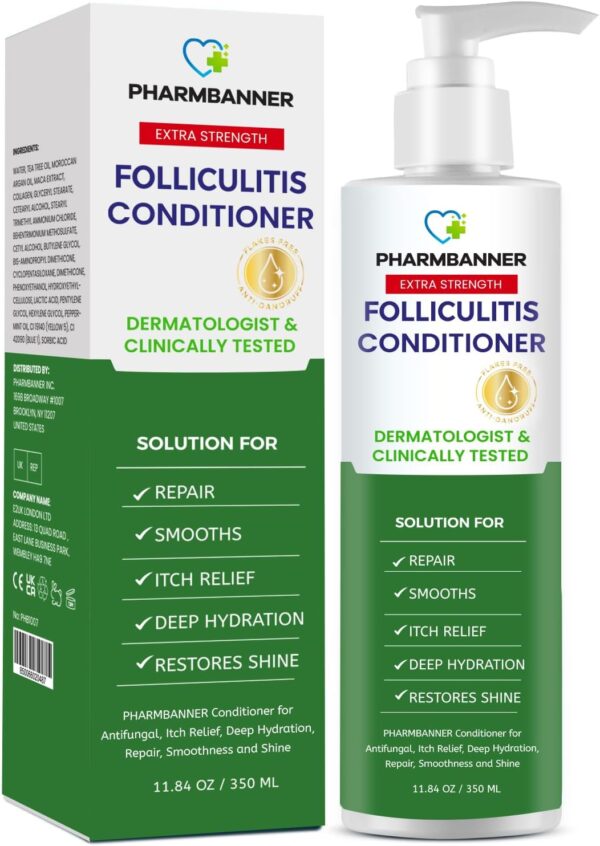 Folliculitis Itch Relief Conditioner: Tea Tree Oil & Moroccan Argan Oil - Deep Hydration & Repair - Nourishes, Smooths, Restores Shine - Safe for Dry or Damaged Hair-11.84 oz
