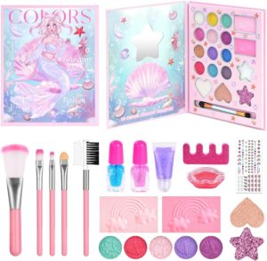 Aomig Kids Makeup Set for Girls, Non-Toxic Kids Cosmetics, 12PCS Princess MakeUp Kit, Washable Kids MakeUp Set Girl Toys, Christmas Halloween Birthday Makeup Gift for Girls