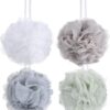Tbestmax 4 Pack Mesh Pouf Bath Sponge - Mesh Loofah Body Exfoliating Shower Ball Shower Sponge