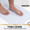 HITSLAM Non Slip Bath Mat for Tub, 101 x 40cm Extra Long Shower Mat Anti Mould, Machine Washable Bathroom Bathtub Mat with Suction Cups and Drain Holes, Soft on Feet, White