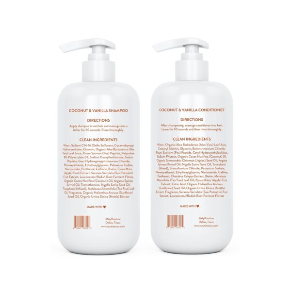 Routine Wellness Anti-Thinning Shampoo and Conditioner Set for Thinning Hair - Biotin DHT Blocker Women & Men - Color Safe Shampoo for Hair Loss & Healthier Growth - Coconut & Vanilla (Pack of 2)