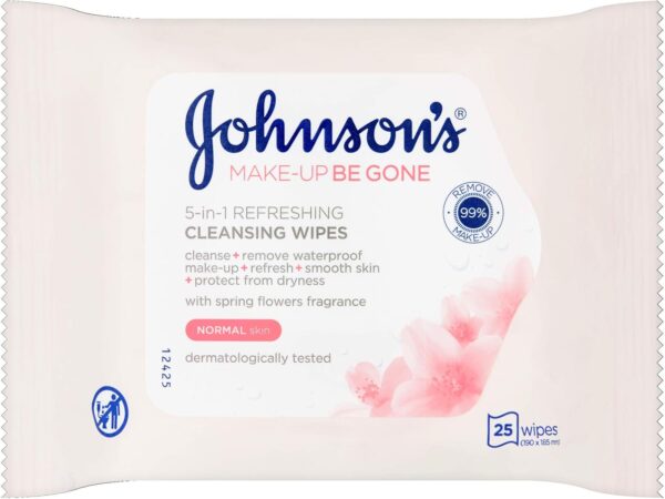 Johnson's Face Care Make Up Be Gone Refreshing Wipes - Pack of 25