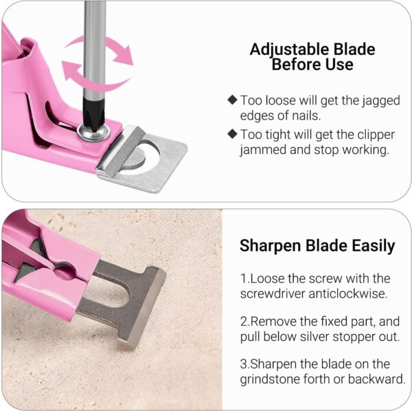MelodySusie Acrylic Nail Clippers with 15Pcs Magnets Tip Cutters for Fake Gel Nails Sharp Professional Manicure Pedicure with Length Measurement Trimmer Nail Care Tools (Pink)