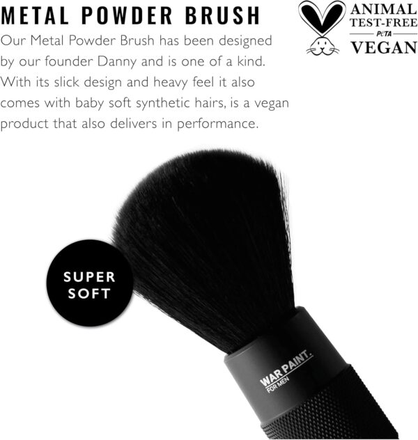 War Paint For Men Large Metal Powder Makeup Brush - Extra Soft Bristles & Heavy Base for Easy Application - Vegan Friendly & Cruelty-Free - Makeup Product For Men