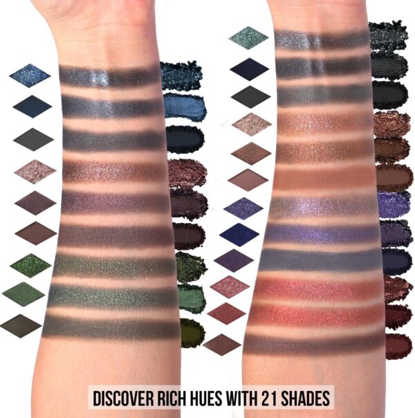 TINTARK Black Eyeshadow Palette Makeup, Dark Brown Smokey Eye Shadow Pallets for Halloween Goth Make up, Glitter Shimmer Matte Eyeshadow 21 Colors, Talc Free -Midnight Masquerade