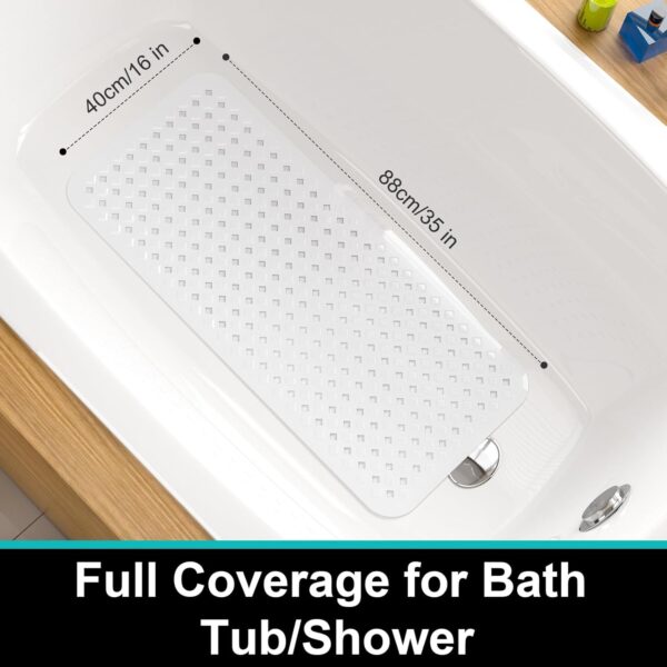 XIYUNTE Bath Mat Non Slip Anti Mould - 88 x 40cm Bathtub Mat Non Slip Bath Mats for Inside Bath, Bath Tub Mat with Suction Cups, Machine Washable Shower Mat Non Slip Anti Mould for Elderly, White