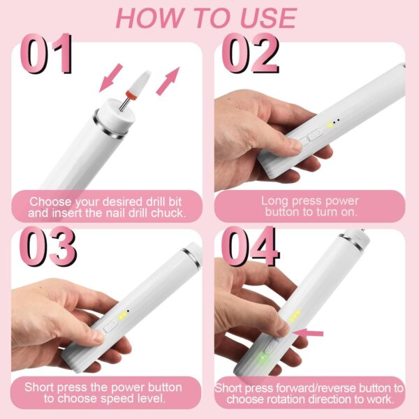 CIICII 71Pcs Cordless Nail Drill Kit with LED Light & Portable Bag, 20000RPM Electric Nail Drill Machine (3-Speed Rechargeable Wireless Electric Nail File) for Acrylic Gel Nails DIY Manicure Pedicure