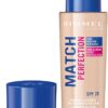 71QC3m7e3QL._AC_SL1500_.jpg Rimmel Match Perfection Foundation 010 Light Porcelain, Medium Coverage, 24hr Hydration, No Caking or Creasing, Lightweight, Reduces Imperfections, Invisible Coverage, SPF20, Cruelty Free