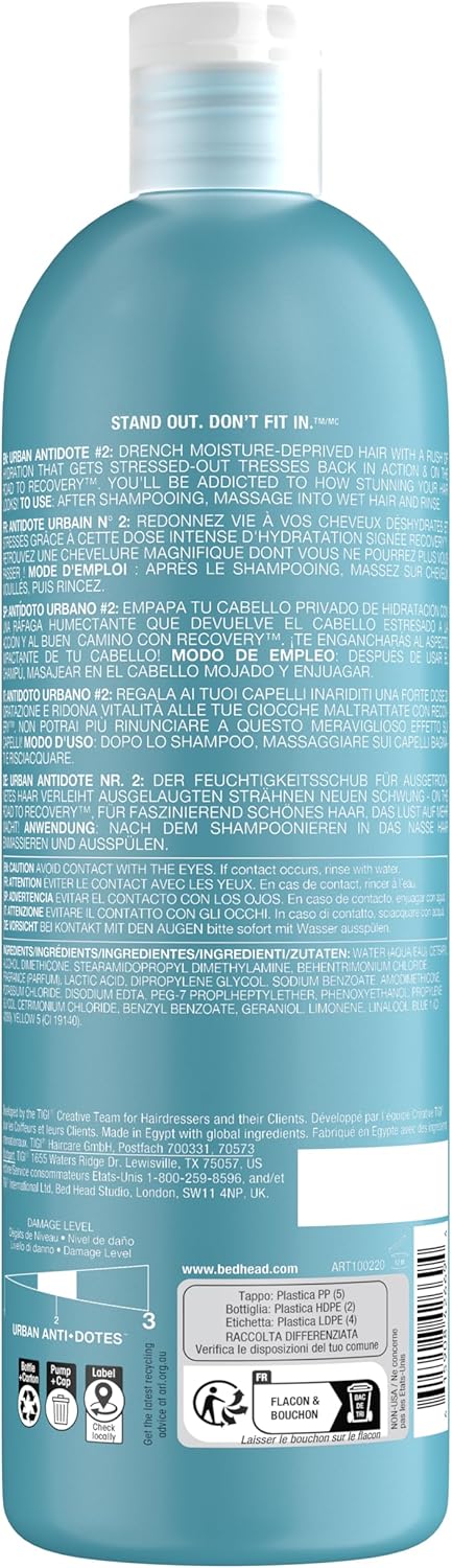 Bed Head by TIGI - Urban Antidotes Recovery Moisturising Conditioner - Ideal for Dry Damaged Hair - 750 ml