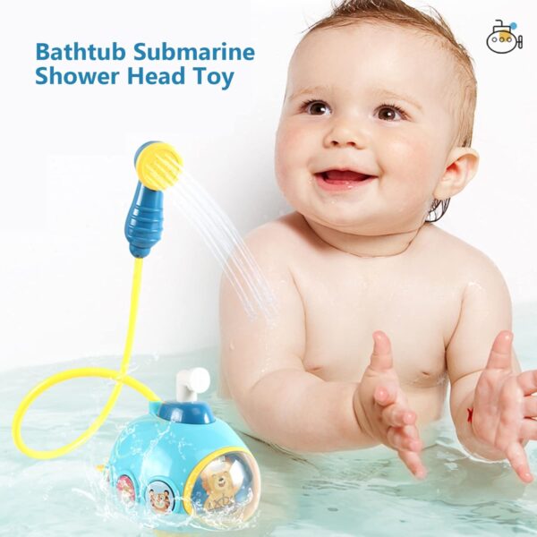 Kalastussaari Baby Bath Toy with Electric Submarine Bathtub Toy Sprinkler Shower Head Pool Spray Water Toy No Battery Blue