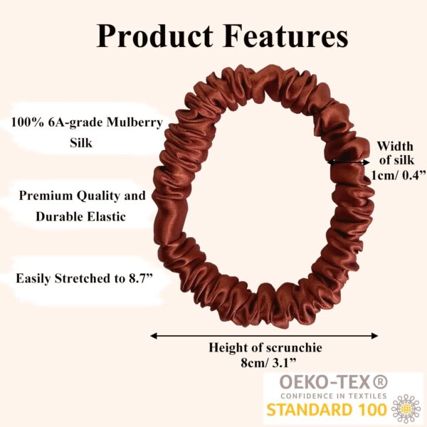 71QIVxDo1ML._SL1500_.jpg 6 Pcs Set 100% Pure Mulberry Silk Hair Scrunchies Silk Hair Ties with 6 Chic Colors Everyday Skinny Scrunchies Silk Ponytail Holders Hair Care No Damage (Vintage)