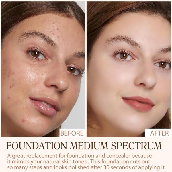 4 in 1 Colour Changing Foundation, SPF50 Medium Spectrum Foundation, Colour Changing Mature Skin Foundation, Full Coverage Skincare, Moisturizing Anti-aging, Universal Shade for All Skin Types-30ML