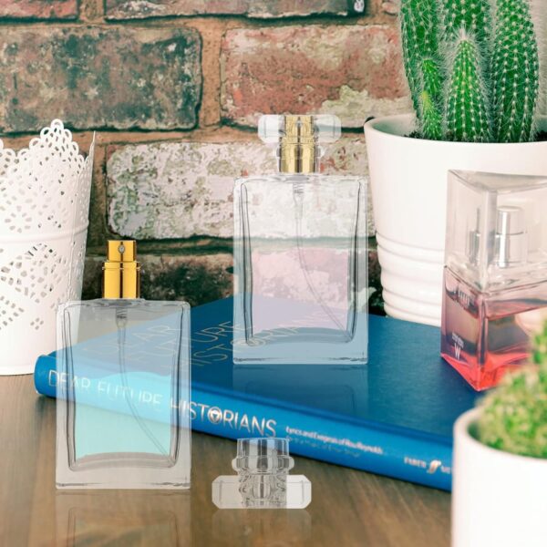 BLMHTWO 2PCS Glass Refillable Perfume Bottle, 30ml/1oz Clear Screw Bottles Cosmetic Fine Mist Atomizer Empty Perfume Atomiser with Mist Pump Portable for Fragrance Oil Travel