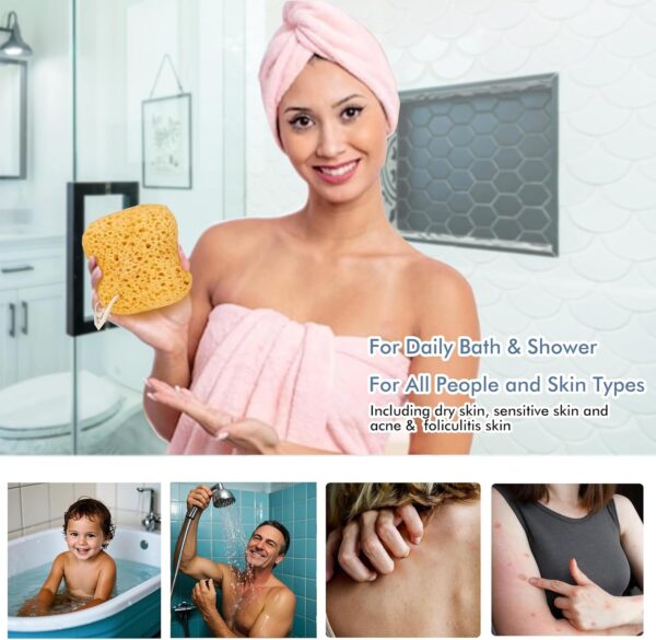 Azymi Sponges Bath, 2Pcs Larger Shower Sponges for Women Men, Exfoliating Body Sponge Dense Foam for Gentle & Deep Cleansing, Ultra-Soft for Sensitive Dry Skin