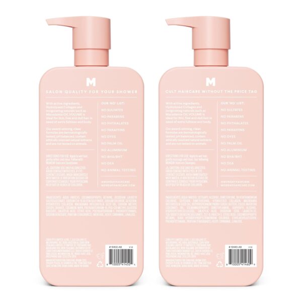 MONDAY HAIRCARE Volume Shampoo + Conditioner Set (2 Pack) 27oz Each for Thin, Fine, and Oily Hair, Made from Coconut Oil, Ginger Extract, & Vitamin E, 100% Recyclable Bottles