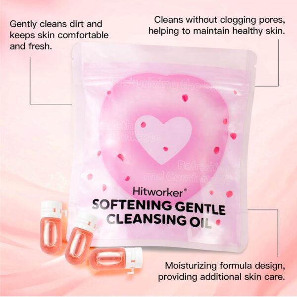 Natural Cleansing Oil – Waterproof Makeup Remover Oil, Nourishing and Gentle for Sensitive Skin and All Skin Types, Travel-Friendly, 2ml x 40 Capsules