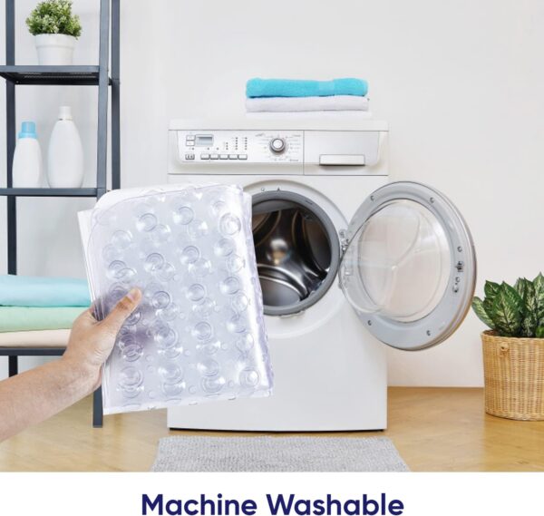 MOONLIGHT20015 Shower Bath Mat Non Slip Anti Mould & Mildew with Strong Suction Cups Grip and Drain Holes Soft Rubber Shower Mats - PVC Bathroom Mat Machine Washable (70x38cm, Clear)