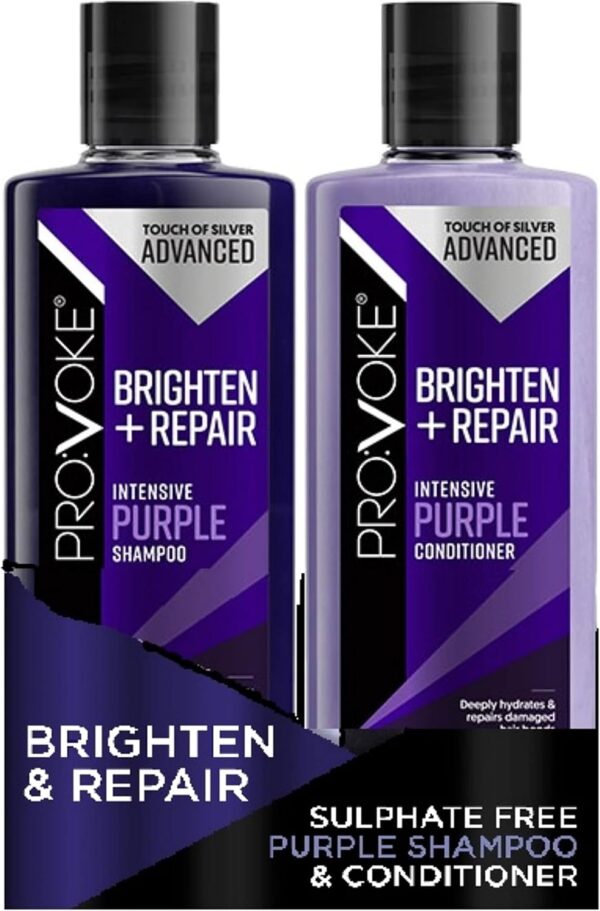 PROVOKE Touch of Silver Advanced Brighten and Repair Shampoo and Conditioner 200 ml Removes Brassy Yellow Tones Instantly Deep Repair Nourish and Restore Duo Pack