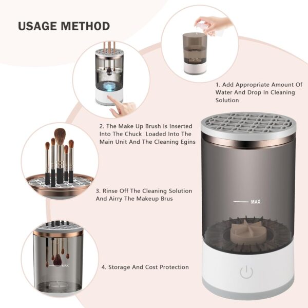 Electric Makeup Brush Cleaner Machine,USB Automatic Makeup Brush Cleaner,Quick Wash in Seconds Cosmetic Brushes Cleaning Tools,Hand Free Make up Brush Cleaner Set for Cleaning and Drying