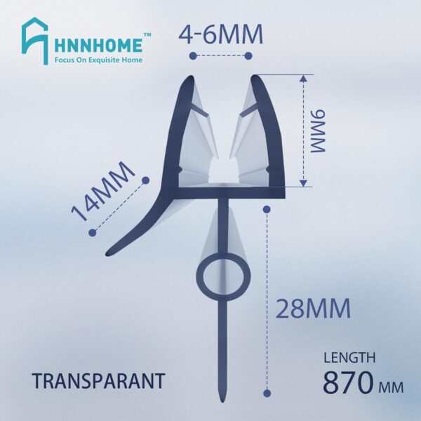 HNNHOME Bath Shower Screen Door Seal for 4-6mm Glass Up to 28mm Gap