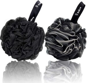 Bath Sponge Shower Puff Shower Loofah for Adults Men Women Bath Body Exfoliating Scrub Black 2 Piece